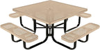 COATEDOUTDOORFURNITURE Heavy-Duty Portable Outdoor Kids Table with Umbrella Hole, Punched Steel Kids Picnic Table, Commercial-Grade, Made in America (46 in, Square, Childrens, Tan)