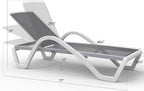 Domi Outdoor Lounge Chair, Aluminum Patio Chaise Lounge with 5 Position Adjustable Backrest and Wheels, All Weather Reclining Chair with Armrest for Patio, Yard, Balcony, Poolside (Grey)