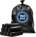 Tasker 55-60 Gallon Trash Bags Heavy Duty | Mega ValuePack 150 Bags | Large Black Garbage Bags | for Office, Commercial, Outdoor, Lawn, and Leaf