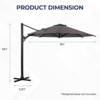 SUNVIVI OUTDOOR Outdoor Patio Umbrella, Patio Umbrella, Market Umbrella, Large Outdoor Umbrella, Metal Pole Umbrella with Push Button Tilt and Crank, Polyester Canopy