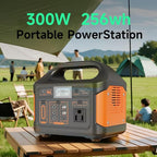 Portable Power Station 256Wh LiFePO4 Battery, 300W (Peak 600W) Backup Lithium Battery, Solar Generator for Outdoors Camping Travel Hunting Blackout