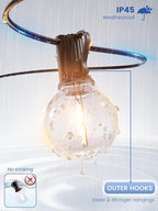String Lights for Outdoor 25 ft, G40 Patio Lights with 13 pcs Bulbs, Shatterproof Waterproof Outdoor Lights Hanging Connectable Globe Outdoor Lights for Bistro, Cafe, Backyard, Balcony, Party, Black
