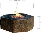 Elementi | Columbia Gas Fire Pit Cast Concrete Semi-Round Fire Table, Outdoor Fire Pit Electronic Ignition | Canvas Cover, Lava Rock Included | Natural Gas