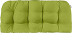 RSH DECOR: Sunbrella Tufted Wicker Loveseat Cushion | 44" x 22" | Outdoor Settee Cushion for Patio Furniture | Crafted with Sunbrella Performance Fabric| Canvas Macaw
