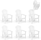 Stackable Adirondack Chairs Set of 6, Space Saving HDPE All-Weather Fire Pit Chair with Cover for Outdoor Lawn Porch Deck