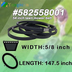 582558001 5/8" x 147.5" Lawn Mower Deck Belt Replacement for Husqvarna 582558001 Z248F RedMax RZT48 Jonsered Z48F Ariens Ferris AYP Craftsman 96103, 532196103, 587686701, 531309478