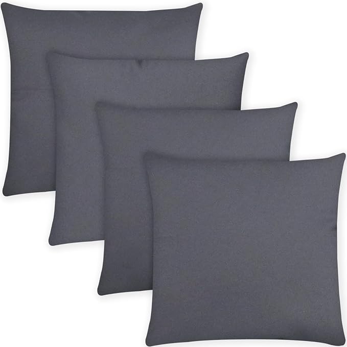 Covers & All Premium Square Throw Pillow Inserts with Covers Set of 4, 26 x 26 Inches Charcoal Gray, Decorative Cushions for Couch Sofa Home Decor Office Travel UV Resistant Waterproof Soft Cushions