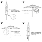 EliteShade USA 10-Year-Non-Fading 11Ft 3 Tiers Patio Market Umbrella Outdoor Cylinder Auto Push-up Table Umbrella with Ventilation, Antique Beige