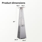 LAUSAINT HOME Pyramid Patio Heater, 48,000 BTU Outdoor Patio Heater All Stainless Steel, Upgraded Quartz Glass Tube Propane Heater for Backyard Commercial, Tip-Over Protection, Cover & Wheels