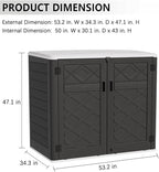 KINYING Larger Outdoor Storage Shed Weather Resistance, Resin Sheds & Outdoor Storage for Garden, Patios, Backyards, 48 Cu.Ft Tool Shed for Garbage Cans, Lawn Mower, Garden Tools,Black