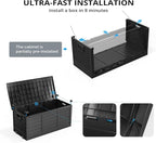 Outvita Foldable 75 Gallon Outdoor Storage Box, Plastic Storage Containers with Lid, Patio Deck Box Furniture for Garden, Pool, Balcony, Yard (Black)