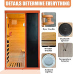 RIGO Home Far-Infrared Sauna Cabin 530W Single-Person Indoor Sauna Cabin, LoElectromagnetic Radiation Dry SaunaDimensions: 28.74 × 35.24 × 61.61 inches