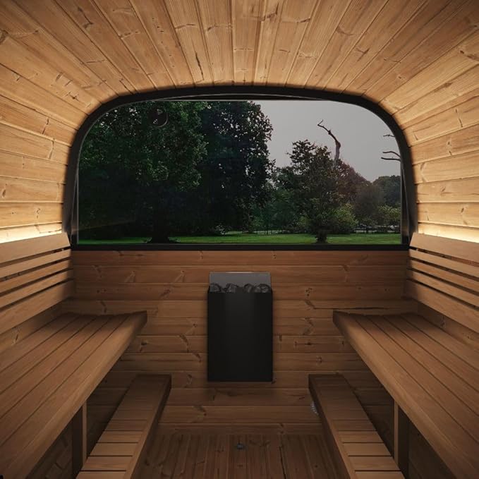 Model CL12GCP, Cube-Series Outdoor Home Sauna Suite Kit, Up to 8 Persons (Sauna Heater and Sauna Stones Included) (HIVE MINI 11 WiFi - White)