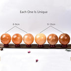 JIC Gem Stripe Orange Calcite Sphere Ball 3.5inch with Wood Stand for Fengshui Healing and Decoration