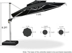PURPLE LEAF 11 Feet Patio Umbrella Outdoor Round Large Cantilever Umbrella Windproof Offset Heavy Duty Sun Outside for Patio, Black