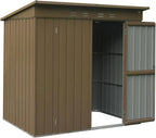 6x4ft Outdoor Storage Shed, Metal Tool Shed with Lockable Double Door and Sloping Roof, Galvanized Steel Garden Bike Storage for Backyard Lawn