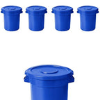 PRO&Family 20 Gallon Trash Can with Lid Round Ingredient Storage Containers Recycling Bin Kitchen Garbage Can Office Garbage Can Trash Barrel Plastic Barrel Yard Waste Bin Outdoor Trashcan (5, Blue)