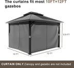 BPS 10' x 12' Gazebo Curtain Privacy 4-Panel Sidewall Outdoor Replacement Shade (Only Curtain)