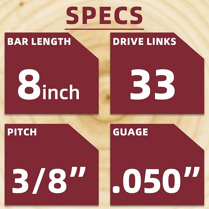 8 Inch Chainsaw Chain 050" Gauge, 3/8" LP Pitch, 33 Drive Links, 8 Inch Chain Saw Chains Fits for Chicago Sun Joe SWJ800E SWJ806E Portland, Greenworks and More- S33 (3 Chains)
