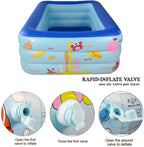Inflatable Swimming Pool for Kids and Adults, 83" x 57" x 25" Kiddie Pool with Inflatable Soft Floor, Ocean World Family Blow Up Pool for Birth, Backyard, Garden, Party