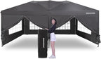 OASISHOME Pop-up Gazebo Canopy Tent 10'x20' with 6 Removable Sidewalls, Windows, Stakes, Ropes, Carry Bag,Suitable for Patio, Outdoor, Wedding Parties&Commercial Events (Grey (NOT Black), 10X20)