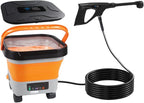 Cordless Pressure Washer w/3.5Gal Tank with Universal Wheel 6-in-1 Nozzle, Max 620PSI, 16.4FT Hose, 20000mAh Lithium Battery, Fold Portable Washer for Camping, Pet Cleaning,Watering The Flowers