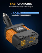 Ampeak 150W Car Power Inverter 12V DC to 120V AC Converter Plug in Adapter with 4.8A Dual USB Ports AC Outlet 11 Safe Protections Cigarette Lighter Adapter Car Laptop Phone Charger for Vehicles