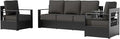 3 PCS Aluminum Patio Conversation Set - Outdoor 3-Seater Sofa, 2 Fixed Chair with 6" Thick Water-insistant Cushions, All-Weather Use Frame, Removable Cover, Ideal for Garden, Poolside (Grey)