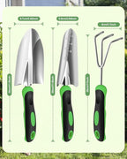 Garden Tools Set, 3 in 1 Heavy Duty Garden Tools Kit, Stainless Steel Ergonomic Gardening Hand Tool, Gardening Supplies Gift for Women, Kid, Organizer, Father's Day