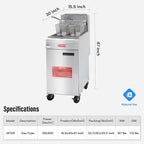 WESTLAKE Commercial Gas Deep Fryer, Stainless Steel Free Standing Floor Frye with Baskets 4 Tube 120000 BTU 50LB for Restaurants