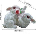 Garden Statues Bunny Decor Resin Flower Rabbit Figurine Cute Fairy Garden Decor Outdoor Statues for Patio Yard Porch Balcony Gifts for Women Mom Grandma White