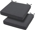Magpie Fabrics Square Corner Seat Cushion, 18" x 18" x 2.5", 2 Pack, Indoor/Outdoor Waterproof Weather Resistant Universal Chair Pads for Patio Garden Dining - Dark Gray