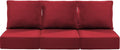 Luxury 22x24/22x25 6-Inch Patio Chair Cushions Set of 3 - Memory Foam Deep Seat Water-Resistant Patio Cushion for Lawn Dining Rocking Swivel Chairs Loveseat 3-Seater Sectional Sofa - Red