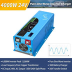 SUNGOLDPOWER 4000W 24Vdc Pure Sine Wave Inverter Low Frequency 240Vac Input 120Vac/240Vac Output Split Phase with Battery Charger Off-Grid 12000W Peak,(Upgrade)