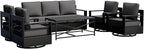 Outdoor Patio Furniture Set, 6-Piece Aluminum Patio Conversation Set All-Weather Metal Outdoor Sectional with 6 Inch Thick Cushions, Deep Setting for Garden, Outside and Porch