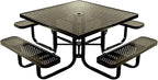 COATEDOUTDOORFURNITURE Heavy-Duty Portable Outdoor Kids Table with Umbrella Hole, Punched Steel Kids Picnic Table, Commercial-Grade, Made in America (46 in, Square, Childrens, Textured Gold Vein)