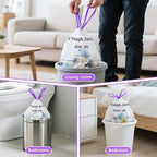 OKKEAI (2.6 Gallon) 3 Gallon Small Trash Bags with Drawstring, 64 Count Printed Bathroom Garbage Bags – Leak-Proof Tear-Resistant Wastebasket Liners for Bathroom, Kitchen, Office