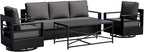 Outdoor Patio Furniture Set, 4-Piece Aluminum Patio Conversation Set All-Weather Metal Outdoor Sectional with 6 Inch Thick Cushions, Deep Setting for Garden, Outside and Porch