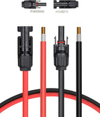 BougeRV 40 Feet 10AWG Solar Extension Cable with Female and Male Connector with Extra Pair of Connectors Solar Panel Adaptor Kit Tool (40FT Red + 40FT Black)