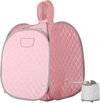 ZONEMEL Portable Steam Sauna Kit for 1 Person or 2 Person Full Body Home Sauna Spa, Leg Detox Relaxation, 2L Steam Pot, Remote Control (Pink, L 33.5”x W 32.3”x H 41.7”)