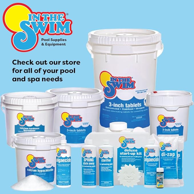 In The Swim Basic Chemical Value Kit and Chlorine Bundle - Pre-Measured Kit for Seasonal Maintenance - 10lb Bucket 3-Inch Chlorine Tablets - Inground and Above Ground Pools Up to 7.5K Gallons