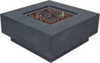 Elementi | Manhattan Gas Fire Pit Cast Concrete 36" Square Fire Table, Outdoor Fire Pit Electronic Ignition | Canvas Cover, Lava Rock Included | Dark Gray (Propane Gas)