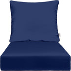 RSH DECOR Indoor Outdoor Deep Seating Chair Cushion with Pillow Back | All Weather Polyester Fabric | Seat 25" W x 25" D & Back 25" W x 21" H | Navy Blue