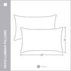 Indoor Outdoor Lumbar Pillows,Waterproof Outdoor Pillows Set of 2 for Patio Furniture,12×20 Inch,Grey