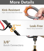 Pressure Washer Hose 100FT 4000 PSI, Kink Resistant Steel Braided Layer & NonMarking Rubber for Hot/Cold Water, High Power Washer Hose With 3/8 Inch Quick Connect & M22 Fitting, Gray