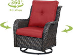 HUMMUH Patio Furniture 6 Pieces Outdoor Furniture Set PE Wicker Sofa with Swivel Rocking Chairs,Ottomans,Coffee Table