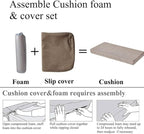 48 x 12 Inch Piano Bench Cushions for Indoor Furniture with Ties Non Slip Kitchen Dining Room Bench seat Cushion for Shoe Storage Ottoman Window Settee pad, Khaki