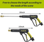 POHIR Pressure Washer Gun and Hose 3600 PSI, Pressure Washer Hose 50ft and Gun, 3/8" Quick Connect Swivel, M22 15mm/14mm Fittings, 30" Extension Wand & 7 Nozzle Tips - for Home & Outdoor Cleaning