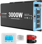 New Upgraded 3000 Watts Pure Sine Wave Inverter, 12V DC to 110V AC Power Inverter with 4 AC Outlets, USB Port, Type-C Port for Truck, Vehicle, Power Outage, Remote Control with LCD Screen