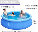 Inflatable Top Ring Swimming Pool, Blue (10ft x 30in)
